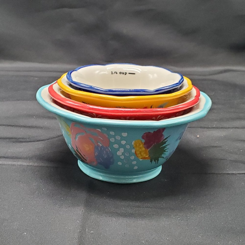Pioneer Woman Nesting Measuring Bowls Cups Set of 4 Piece-Floral ceramic